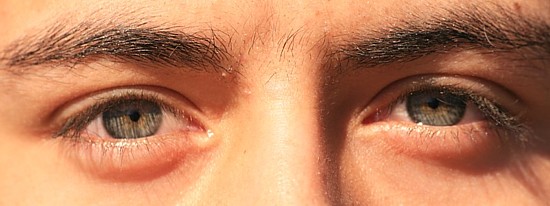 Young man's eyes - look at the stats